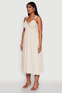 Womens Haute Monde Linen Wood Beaded Strap Sundress,