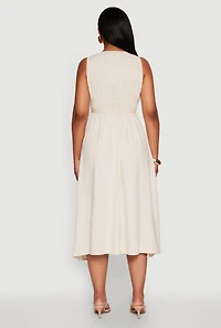 Womens Haute Monde Linen Wood Beaded Strap Sundress,
