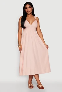 Womens Haute Monde Linen Wood Beaded Strap Sundress, Pink, Size S
