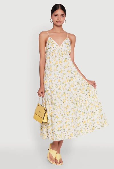 Womens Haute Monde Floral Tiered Midi Dress, Multi, Size S