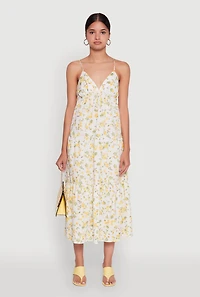 Womens Haute Monde Floral Tiered Midi Dress, Multi,