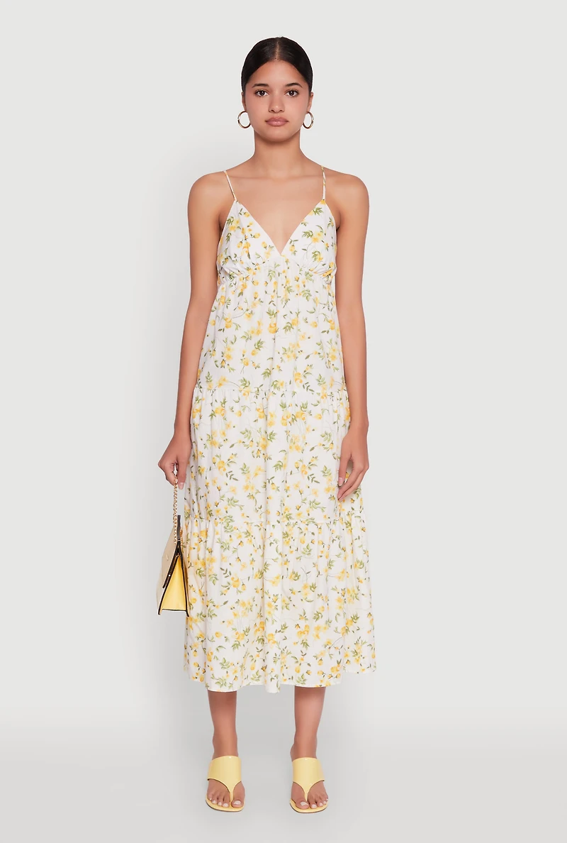 Haute Monde Floral Tiered Midi Dress