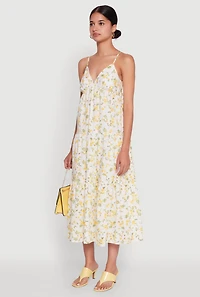 Womens Haute Monde Floral Tiered Midi Dress, Multi,