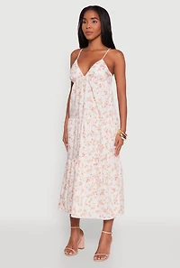 Womens Haute Monde Floral Tiered Midi Dress, Multi,