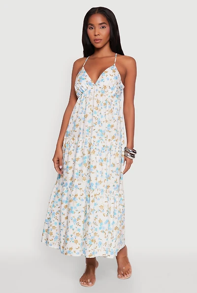 Womens Haute Monde Floral Tiered Midi Dress, Multi,