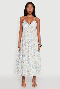 Womens Haute Monde Floral Tiered Midi Dress, Multi,