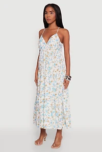 Womens Haute Monde Floral Tiered Midi Dress, Multi,