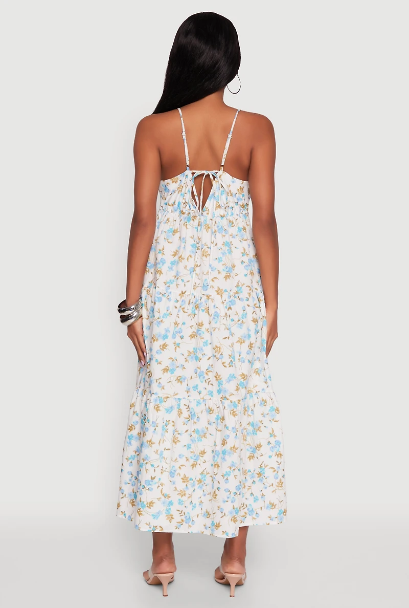 Womens Haute Monde Floral Tiered Midi Dress, Multi, Size S