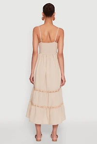 Womens Haute Monde Gauze Knit Lace Detail Tiered Sundress,