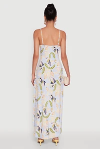 Womens Haute Monde Sleeveless Square Neck Floral High Low Maxi Dress, Multi, Size L
