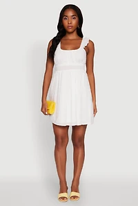 Womens Haute Monde Ruffled Strap Babydoll Sundress, White, Size S