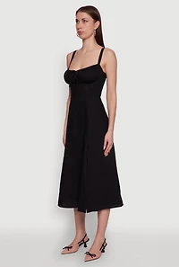 Womens Haute Monde Sleeveless Lace Up Corset Dress with Side Slit, Black, Size S