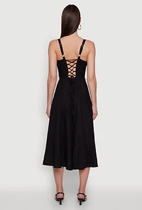Womens Haute Monde Sleeveless Lace Up Corset Dress with Side Slit, Black, Size S