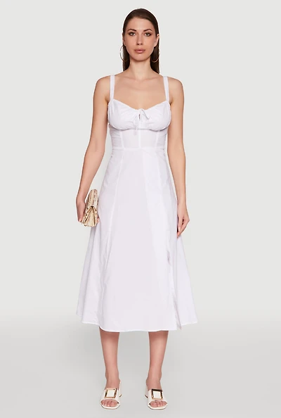 Womens Haute Monde Sleeveless Lace Up Corset Dress with Side Slit, White, Size S