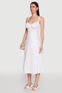 Womens Haute Monde Sleeveless Lace Up Corset Dress with Side Slit, White, Size S
