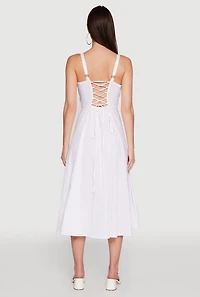 Womens Haute Monde Sleeveless Lace Up Corset Dress with Side Slit, White, Size S