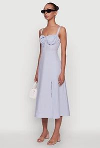Womens Haute Monde Sleeveless Lace Up Corset Dress with Side Slit, Blue, Size S
