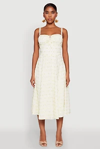 Floral Print Smocked Bustier Midi Dress