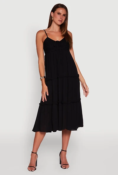 Womens Haute Monde Crochet Detail Tiered Sundress,