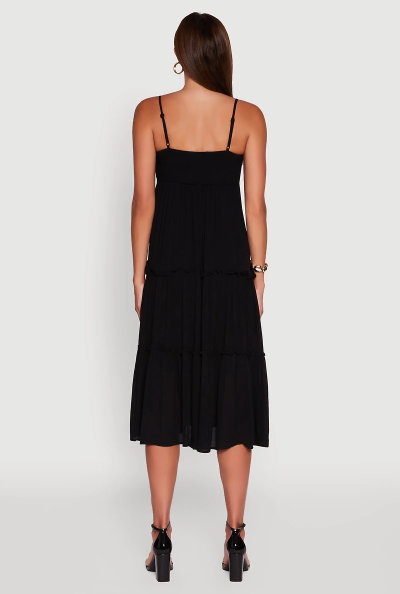 Womens Haute Monde Crochet Detail Tiered Sundress, M