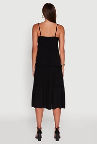 Womens Haute Monde Crochet Detail Tiered Sundress, M