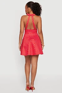 Polka Dot Pleated Skater Dress