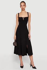 Drawstring Keyhole Lace Up Back Bustier Dress