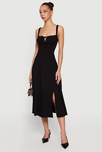 Drawstring Keyhole Lace Up Back Bustier Dress