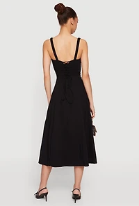 Drawstring Keyhole Lace Up Back Bustier Dress