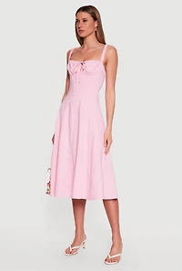 Drawstring Keyhole Lace Up Back Bustier Dress