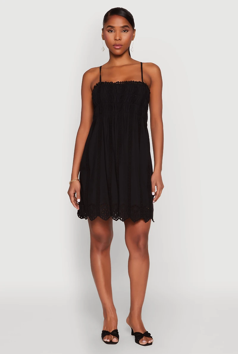 Womens Haute Monde Floral Crochet Detail Mini Dress, Black, Size S