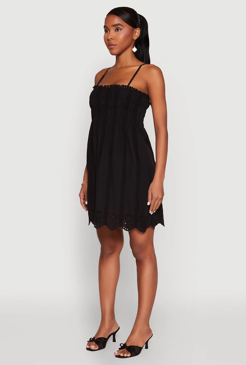 Womens Haute Monde Floral Crochet Detail Mini Dress,