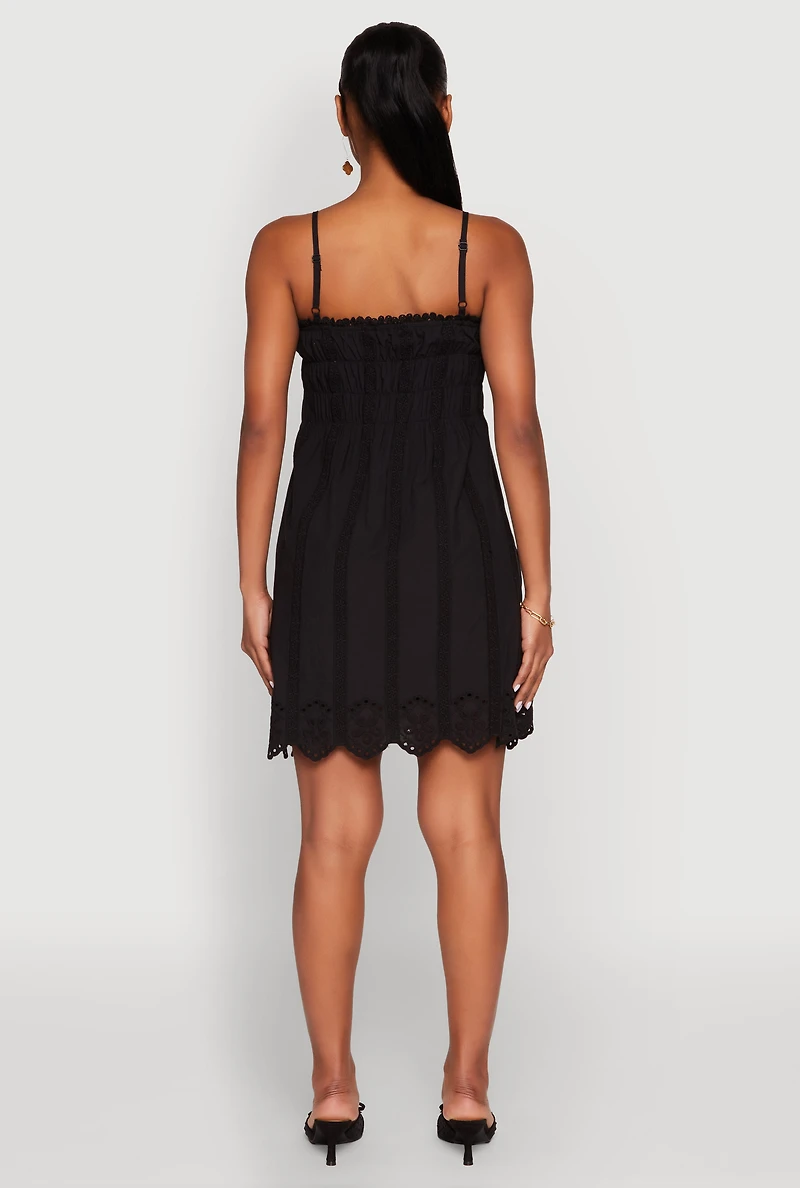 Womens Haute Monde Floral Crochet Detail Mini Dress,