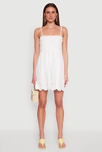 Womens Haute Monde Floral Crochet Detail Mini Dress, White, Size S