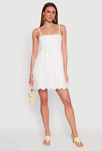 Womens Haute Monde Floral Crochet Detail Mini Dress, White, Size L