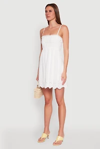 Womens Haute Monde Floral Crochet Detail Mini Dress, White, Size L