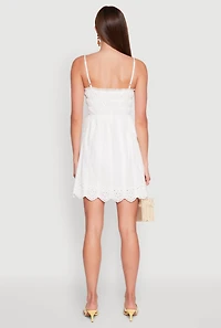 Womens Haute Monde Floral Crochet Detail Mini Dress, White, Size L