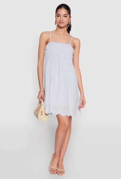 Womens Haute Monde Floral Crochet Detail Mini Dress, Blue, Size M