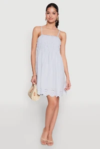 Womens Haute Monde Floral Crochet Detail Mini Dress, Blue, Size L