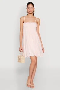 Womens Haute Monde Floral Crochet Detail Mini Dress, Pink, Size S