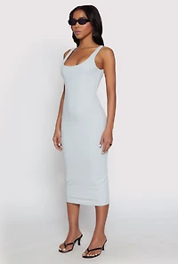Womens Haute Monde Ribbed Knit Tank Dress, Grey, Size M