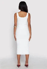 Womens Haute Monde Ribbed Knit Tank Dress, White, Size S