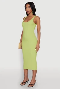 Womens Haute Monde Ribbed Knit Tank Dress, Green, Size S