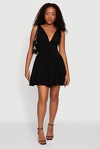 V-Neck Corset Mini Dress