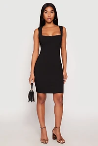 Womens Crepe Knit Scalloped Trim Dress, Black, Size S