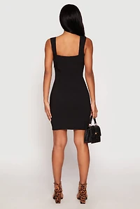 Womens Crepe Knit Scalloped Trim Dress, Black, Size S