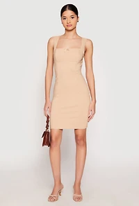 Womens Crepe Knit Scalloped Trim Dress,