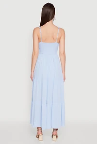Empire Waist Tiered Side Slit Maxi Dress
