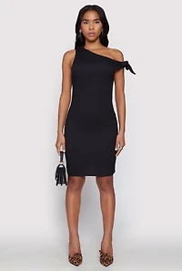 Tie Strap One Shoulder Dress