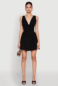 Womens Plunge Corset Skater Dress,